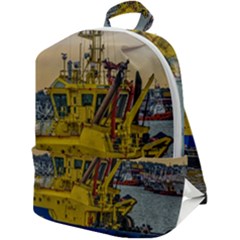 Tugboat Sailing At River, Montevideo, Uruguay Zip Up Backpack by dflcprintsclothing