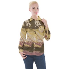 Boom Eruption Forest Mountain News Scary Volcano Women s Long Sleeve Pocket Shirt