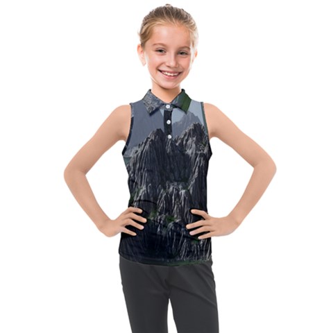 Terrain Mountain Rock Landscape Mountains Nature Kids  Sleeveless Polo Tee by danenraven