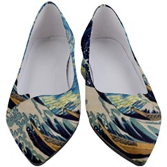 The Great Wave Of Kanagawa Painting Starry Night Vincent Van Gogh Women s Block Heels  by danenraven