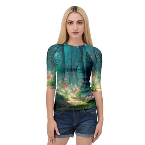 Magical Forest Forest Painting Fantasy Quarter Sleeve Raglan Tee by danenraven