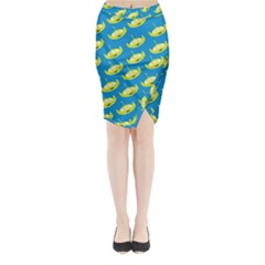 Pattern Aliens Midi Wrap Pencil Skirt