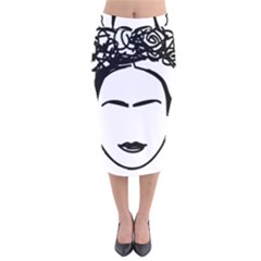 Frida Kahlo  Velvet Midi Pencil Skirt by Sobalvarro