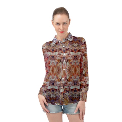 Pastels Kaleidoscope Long Sleeve Chiffon Shirt by kaleidomarblingart
