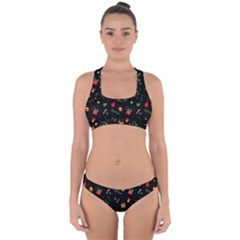 Christmas Pattern Texture Colorful Wallpaper Cross Back Hipster Bikini Set by Ravend