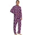 Background Halloween Pattern Pumpkin Skeleton Bat Men s Long Sleeve Velvet Pocket Pajamas Set View2