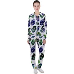 Leaves Watercolor Ornamental Decorative Design Casual Jacket And Pants Set