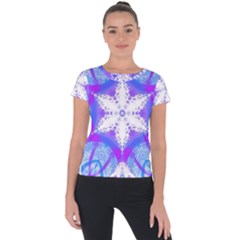 Snowflake Kaleidoscope Template Background Short Sleeve Sports Top  by Ravend