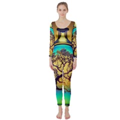 Flask Bottle Tree In A Bottle Perfume Design Long Sleeve Catsuit by Pakemis