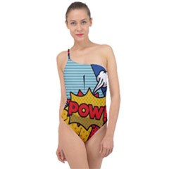 Pow Word Pop Art Style Expression Vector Classic One Shoulder Swimsuit by Pakemis