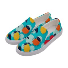 Pop Art Style Citrus Seamless Pattern Women s Canvas Slip Ons by Pakemis