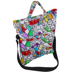 Graffit Characters Seamless Pattern Art Fold Over Handle Tote Bag by Pakemis
