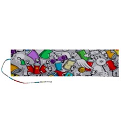 Graffit Characters Seamless Pattern Art Roll Up Canvas Pencil Holder (l)