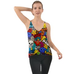 Graffiti Characters Seamless Pattern Chiffon Cami by Pakemis