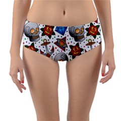 Full Color Flash Tattoo Patterns Reversible Mid-waist Bikini Bottoms