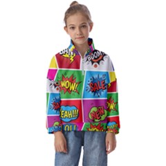 Pop Art Comic Vector Speech Cartoon Bubbles Popart Style With Humor Text Boom Bang Bubbling Expressi Kids  Half Zip Hoodie by Pakemis