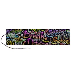 Graffiti Word Seamless Pattern Roll Up Canvas Pencil Holder (l)