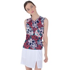 Vintage Day Dead Seamless Pattern Women s Sleeveless Sports Top by Pakemis