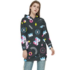 Memphis Design Seamless Pattern Women s Long Oversized Pullover Hoodie by Pakemis