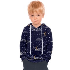 Hand Drawn Scratch Style Night Sky With Moon Cloud Space Among Stars Seamless Pattern Vector Design Kids  Overhead Hoodie by Pakemis