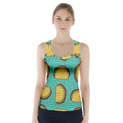 Taco-drawing-background-mexican-fast-food-pattern Racer Back Sports Top by Pakemis
