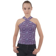 Kaleidoscope Plum Cross Neck Velour Top by Mazipoodles