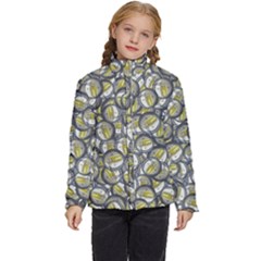 Gong Instrument Motif Pattern Kids  Puffer Bubble Jacket Coat by dflcprintsclothing