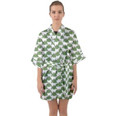 Funny Frog Cartoon Drawing Motif Pattern Half Sleeve Satin Kimono  by dflcprintsclothing