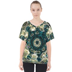 Fractal Glowing Kaleidoscope Wallpaper Art Design V-neck Dolman Drape Top