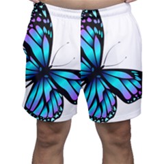 Blue And Pink Butterfly Illustration, Monarch Butterfly Cartoon Blue, Cartoon Blue Butterfly Free Pn Men s Shorts by asedoi