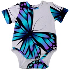 Blue And Pink Butterfly Illustration, Monarch Butterfly Cartoon Blue, Cartoon Blue Butterfly Free Pn Baby Short Sleeve Onesie Bodysuit