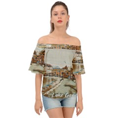 Birds And People On Lake Garda Off Shoulder Short Sleeve Top