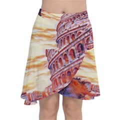 Rome Colosseo, Italy Chiffon Wrap Front Skirt