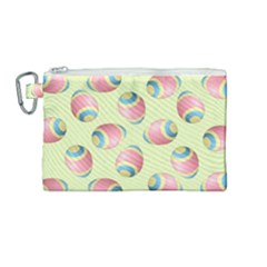 Colorful Easter Eggs Pattern Green Canvas Cosmetic Bag (medium) by TetiBright