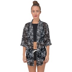 Creepy Head Mask Motif Random Pattern Open Front Chiffon Kimono by dflcprintsclothing