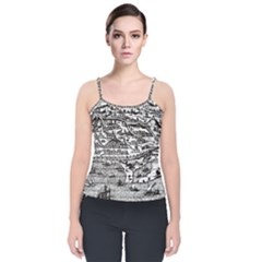 Old Civilization Velvet Spaghetti Strap Top by ConteMonfrey