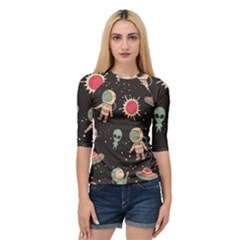 Space Pattern Cartoon Quarter Sleeve Raglan Tee