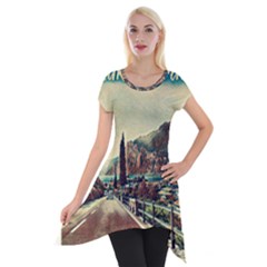 On The Way To Lake Garda, Italy  Short Sleeve Side Drop Tunic by ConteMonfrey