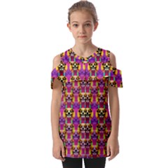 Cute Small Dogs With Colorful Flowers Fold Over Open Sleeve Top by pepitasart
