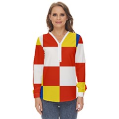 Antwerp Flag Zip Up Long Sleeve Blouse
