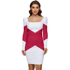 Anglo Irish Flag Women Long Sleeve Ruched Stretch Jersey Dress