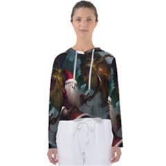 A Santa Claus Standing In Front Of A Dragon Low Women s Slouchy Sweat by EmporiumofGoods