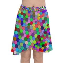Background Color Chiffon Wrap Front Skirt