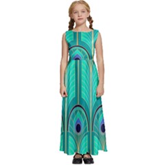 Gradient Art Deco Pattern Design Kids  Satin Sleeveless Maxi Dress by artworkshop