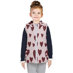 Valentine Day Heart Love Pattern Kids  Hooded Puffer Vest by artworkshop