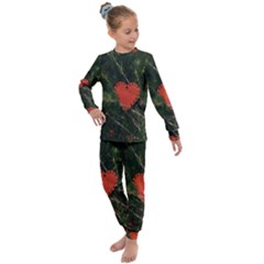 Valentine Day Heart Love Kids  Long Sleeve Set  by artworkshop