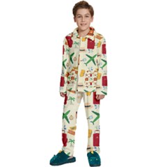 Suitcase Tickets Plane Camera Kids  Long Sleeve Velvet Pajamas Set