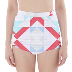 Abstract Pattern T- Shirt Hourglass Pattern  Urban Tones Abstract  Blue And Red  Soft Furnishings 4 High-waisted Bikini Bottoms by maxcute