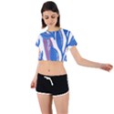 Abstract Patterns T- Shirt Orange Aquatic Print T- Shirt Tie Back Short Sleeve Crop Tee View1