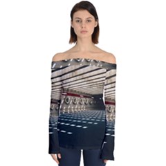 Dark Tunnels Within A Tunnel Off Shoulder Long Sleeve Top